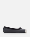 Alexander Mcqueen Black Ballet Flats With Metallic Toe In Smooth Leather Woman In Black