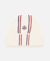 Moncler Tricolor Virgin Wool Beanie In White