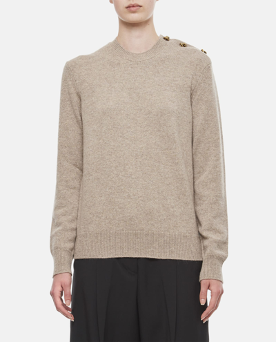 Bottega Veneta Classic Cashmere Sweater With Knot Buttons In Brown