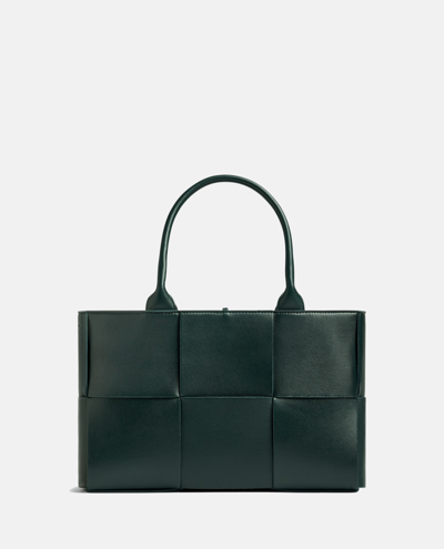 Bottega Veneta Arco Small Intrecciato-leather Tote Bag In Black