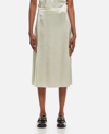 Bottega Veneta Fluid Satin Midi Skirt In Beige