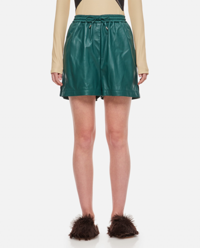 Loewe Leather Shorts In Green
