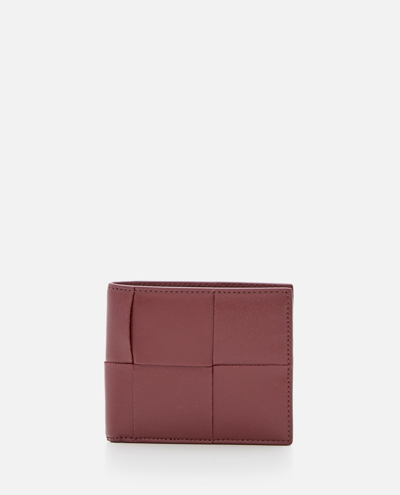Bottega Veneta Intrecciato Bi-fold Wallet In Red