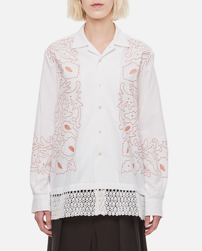 Bode Cotton Long Sleeve Shirt In White
