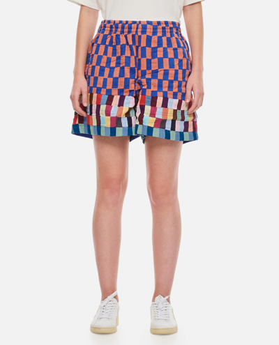 Bode Mini Patchwork Shorts In Blue