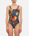 Alexander Mcqueen Printed Bodysuit In Multicolour