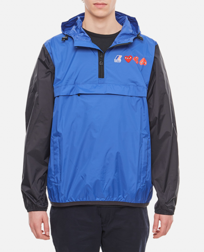 Comme Des Garçons Play X K-way Half-zip Jacket In Blue/black