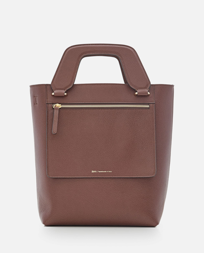 Aim Handmade In Italy "sofia" Grain Leather Tote Bag In Brown
