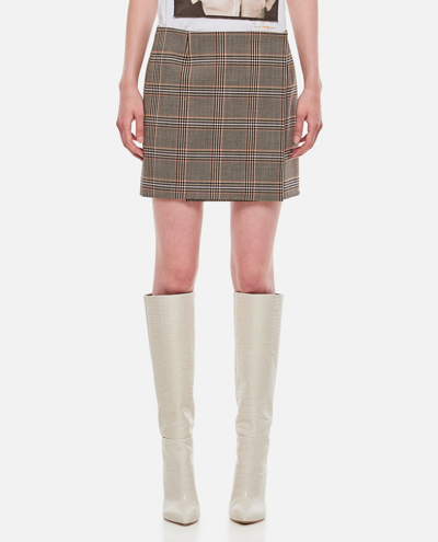 Sportmax Staffa Check-pattern Mini Skirt In Brown
