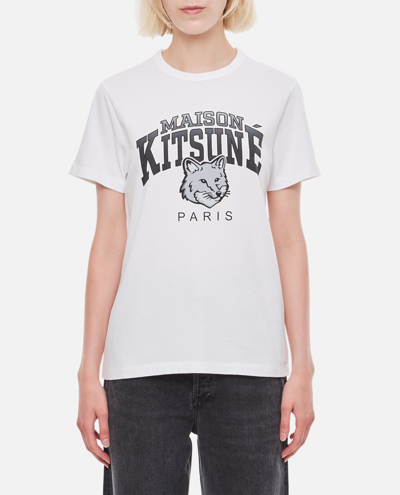 Maison Kitsuné Campus Fox Classic Cotton T-shirt In White