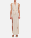 Caravana Tacoh Cotton Long Dress With Slits In White