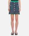 Cormio Dark Blue Front Button-up Mini Skirt In Blue