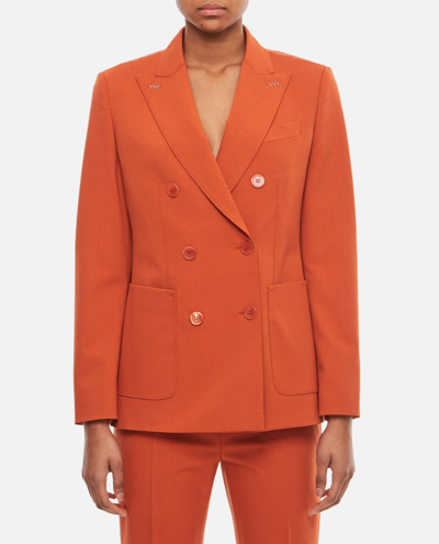 Max Mara Double Breasted Wool Jacket In Orange