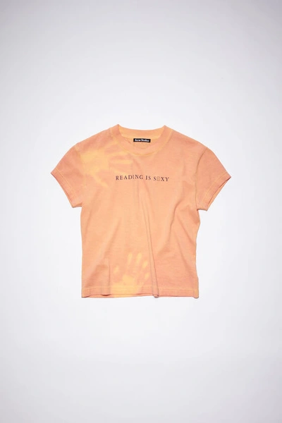 Acne Studios Acne Face Cotton Slim Fit T-shirt In Orange