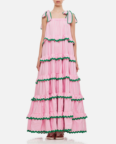 Flora Sardalos Check Cotton Maxi Dress In Pink