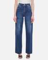 Frame Straight Trousers With Front And Back Pockets In Blue