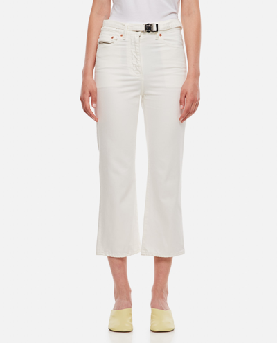 Sacai Cropped Straight-leg Jeans In White