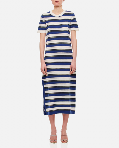 Barrie Cashmere Blend Striped Midi Dress In White