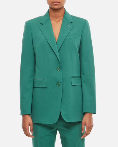Max Mara Single Breasted Wool Jacket In Green