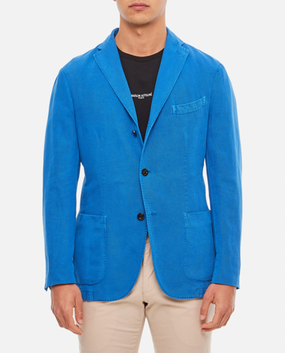 Boglioli Single-breasted Jacket 2 Buttons In Cotton Canvas In Blue