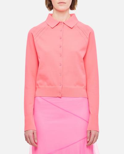 Molly Goddard Kay Pointelle-knit Cardigan In Pink