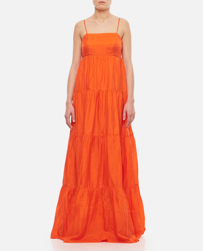 The Rose Ibiza Formentera Silk Maxi Dress In Orange