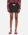 Versace Belted Grain De Poudre Wool Mini Skirt In Black