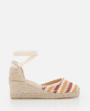 Castaã±er Castañer Carina Ankle Strap Crochet Wedge Sandals In Multicolour
