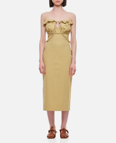 Jacquemus La Robe Bikini Strapless Midi Dress In Green