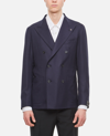 Tagliatore Wool Canvas Double-breasted Blazer In Blue