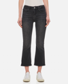 Frame Le Crop High Waist Raw Hem Mini Bootcut Jeans In Black