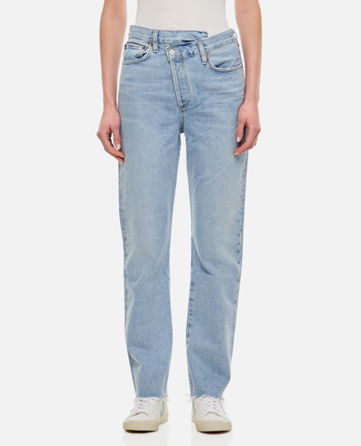 Agolde Crisscross Straight Leg Jeans In Light Blue