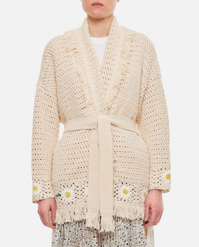 Alanui Daisy Crochet Cardigan In White