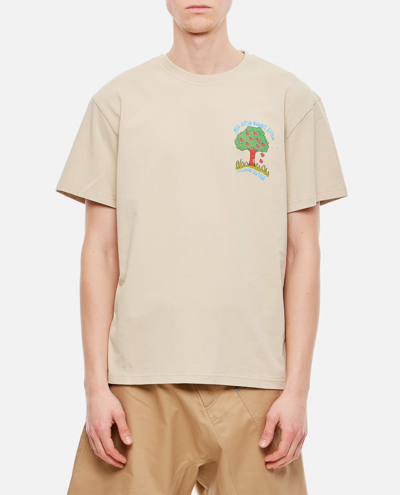 Jw Anderson Printed Organic Cotton T-shirt In Beige