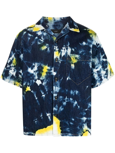 Alanui Abstract-print Shirt-sleeve Shirt In Blue