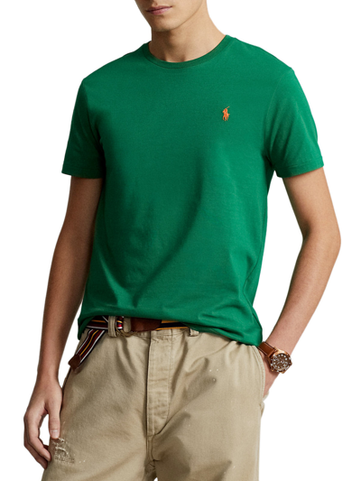 Polo Ralph Lauren Embroidered-logo Short-sleeve T-shirt In Green