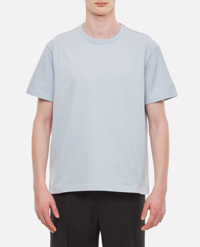 Alexander Mcqueen Crewneck Cotton T-shirt In Sky Blue