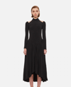 Khaite Dasa Cold-shoulder Paneled Pleated Stretch-jersey Halterneck Midi Dress In Black