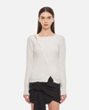 Jacquemus Asymmetric Ribbed Cardigan In White