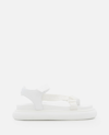 Moncler Catura Womens Leather Ankle Strap Slingback Sandals In Red