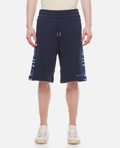 Missoni Men Embroidered Logo And Jacquard Insert Bermuda In Blue
