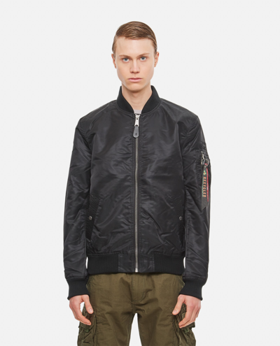 Alpha Industries Ma-1 Lw Nylon Bomber Jacket In Black