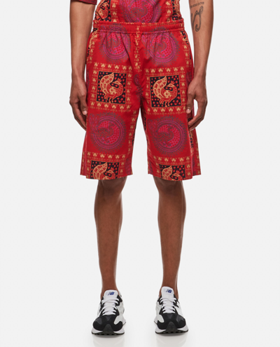 Needles Basketball Printed Shorts In Red