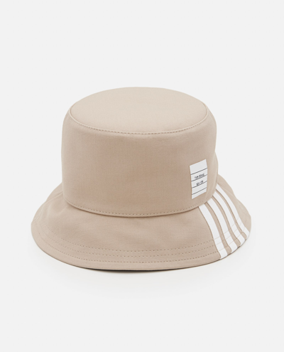 Thom Browne Cotton Bucket Hat With 4bar In Beige
