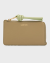 Loewe Knot Zip Leather Card Holder In Clay Green/lime G