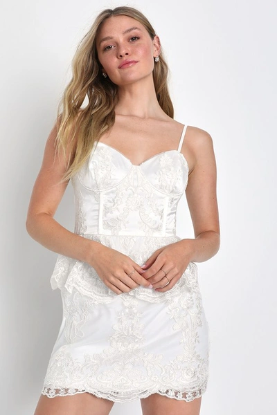 Lulus Essence Of Extravagance White Embroidered Lace Mini Dress