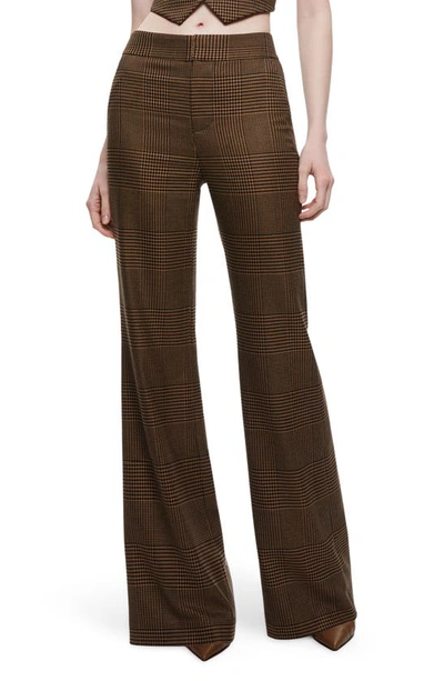 Alice And Olivia Deanna Houndstooth Bootcut Trousers In Camel/ Black
