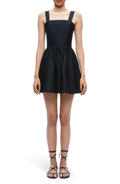 Alice And Olivia Saige Wide-strap Lace-up Mini Dress In Black