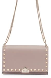Valentino Rockstud Leather Crossbody Bag In 6e0 Water Lilac