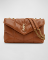Saint Laurent Lou Puffer Toy Ysl Shoulder Bag In Quilted Crinkled Leather In 7724 Miel Dark